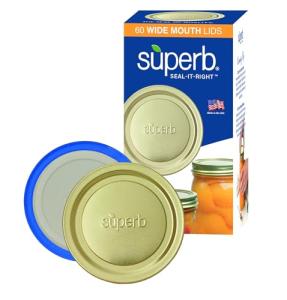 Superb Sealing Solutions Canning Lids - Mason Jar Wide Mouth Lid Toppers Fit Ball and Kerr Jars, 3.25 inch Food Grade with Thick Seals, USA Made, 60 Count, Gold