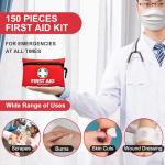 General Medi Mini First Aid Kit, 150 Piece Small First Aid Kit - Includes Emergency Foil Blanket, Scissors for Travel, Home, Office, Vehicle, Camping, Workplace & Outdoor (Red)