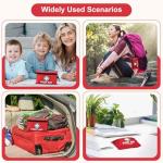 General Medi Mini First Aid Kit, 150 Piece Small First Aid Kit - Includes Emergency Foil Blanket, Scissors for Travel, Home, Office, Vehicle, Camping, Workplace & Outdoor (Red)