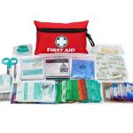General Medi Mini First Aid Kit, 150 Piece Small First Aid Kit - Includes Emergency Foil Blanket, Scissors for Travel, Home, Office, Vehicle, Camping, Workplace & Outdoor (Red)