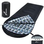 Sportneer 0 Degree Sleeping Bag for Cold Weather, XL Winter Sleeping Bag for Adults, Flannel Lined Camping Sleeping Bag, 32°F–59°F Rated, 87" x 33.5", 4.4 lbs, Detachable Hood, Compression Sack