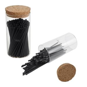 Noblesse Colored Safety Matches | 4-Inch Long Matches in Glass Jar | Perfect for Lighting Candles | 150 Pieces | 10 Candles and Extra Empty JAR Gift (Black Handle, Black TIP)