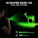 ULTRAFIRE Rechargeable Mini Green Light Flashlight, Zoomable Single Mode Tactical LED Green Flashlighs, Compact Green-Light for Night Hunting, Fishing, Astronomy SK68-XG (2 Pack)