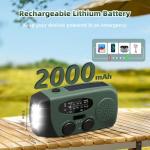 WVL 7400mWh Emergency Weather Radio, Portable Solar Hand Crank Radio AM/FM/NOAA, with 3 Mode Flashlight & Reading Lamp, Cell Phone Charger and SOS Siren(Navy Green)