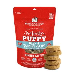 Stella & Chewy's Freeze Dried Raw Dinner Patties – Crafted for Puppies – Grain Free, Protein Rich Perfectly Puppy Beef & Salmon Recipe – 14 oz Bag