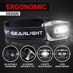 GearLight USB Rechargeable Headlamp Flashlight for Running, Camping, and Outdoor LED Headlight Camping Headlamps - Head Lamp Light for Adults, Kids, Emergency Gear - Black - 2 Pack