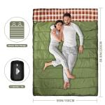 AGEMORE Cotton Flannel Double Sleeping Bag for Camping, Backpacking Or Hiking. Queen Size 2 Person Waterproof Sleeping Bag for Adults Or Teens. Lightweight with Compression Sack