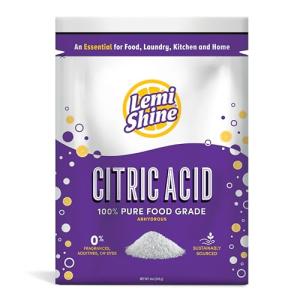Lemi Shine 100% Citric Acid Powder l Pure Food-Grade Flavor Enhancer & All-Natural Preservative | Fragrance Free Citric Acid for Mini Bath Bombs, Cooking, & Canning, 8 oz. Bag