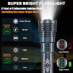 baibian [24H Long Life] High Power 155,000 Lumens Rechargeable Flashlights, Super Bright Tactical Flashlight with 1200m Ultra-Long Beam, XHP160.6 LED Light for Emergency, Camping, Gifting