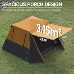 EVER ADVANCED Blackout 6 Person Camping Tent, Instant Cabin Tent for Family with Vestibule and Large Mesh Windows, 60s Easy Setup, Double Layer, Water-Resistant, Orange&Black