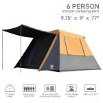 EVER ADVANCED Blackout 6 Person Camping Tent, Instant Cabin Tent for Family with Vestibule and Large Mesh Windows, 60s Easy Setup, Double Layer, Water-Resistant, Orange&Black