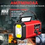 TFTDOUP Emergency Radio Hand Crank Solar, AM/FM/NOAA Weather Radio Built-in 20000mah Battery Powered,Type-C Charger,Flashlight, Reading Light,SOS, Compact & Portable for Camping/Emergencies