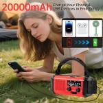 TFTDOUP Emergency Radio Hand Crank Solar, AM/FM/NOAA Weather Radio Built-in 20000mah Battery Powered,Type-C Charger,Flashlight, Reading Light,SOS, Compact & Portable for Camping/Emergencies