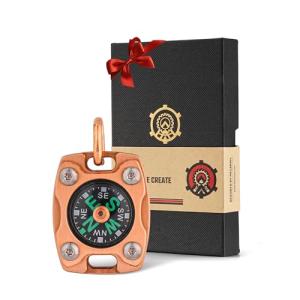 MecArmy CMP2 Copper Mini Compass, Pocket Compass Hiking Survival, Small IPX5 Waterproof, Glow-in-The-Dark, Compact, Necklace Pendant, Keychain & Lanyard Mount, Ideal Gift for Outdoor Enthusiasts