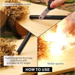 Flint and Steel Fire Starter Kit, 6-inch x 1/2-inch Ferro Rod with Paracord Lanyard Handle and New Striker, Thick Fire Steel up to 20,000 Strikes, Emergency Survival Tool for Hiking and Camping (1)