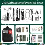 24-Piece Emergency Survival Kit - Complete Outdoor Gear Set with Portable Bag - Fire Starters, Multi-Tools & Emergency Equipment for Car, Home & Camping