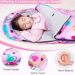 FIOBEE Kids Sleeping Bag for Girls Boys 3 Season Warm & Cool Weather 41-60.8℉ Camping Sleeping Bags with Backpacking Bag for Traveling Hiking Indoor Outdoor Camping Essentials Gear, Pink Love