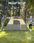 FanttikOutdoor Zeta C6 Pro Camping Tent 6 Person Instant Cabin Tent Setup in 60 Seconds with Rainfly & Windproof Portable with Carry Bag for Family Camping & Hiking, Upgraded Ventilation, Green