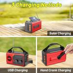 30000mAh Hand Crank Emergency Radio - Solar Portable Weather Radio AM FM NOAA with 3 Mode Flashlight & Reading Lamp, Headphone Jack, Cell Phone Charger, SOS for Emergency, Red