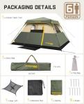FanttikOutdoor Zeta C6 Pro Camping Tent 6 Person Instant Cabin Tent Setup in 60 Seconds with Rainfly & Windproof Portable with Carry Bag for Family Camping & Hiking, Upgraded Ventilation, Green