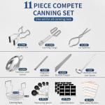 Gemfino Canning Supplies Starter Kit with Canning Rack,Canning Kit for Beginners 11 Pcs, Jar Lifter, Funnel, Wrench, Tongs, Lid Lifter, Bubble Popper, Labels, Ladle, Measuring Spoon - Gray