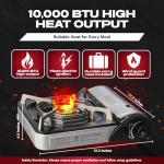 Chef Master 90011 Butane Countertop Stove ONLY, Portable Camping Stove 10,000 BTU Output Brass Burner, Piezo Ignition Portable Stove with High-Impact Carry Case for Emergency Use & Outdoor Cooking