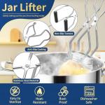 Gemfino Canning Supplies Starter Kit with Canning Rack,Canning Kit for Beginners 11 Pcs, Jar Lifter, Funnel, Wrench, Tongs, Lid Lifter, Bubble Popper, Labels, Ladle, Measuring Spoon - Gray