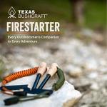 Texas Bushcraft Fire Starter Survival Kit - Ferro Rod Flint Fire Steel, Striker Tool | Cowhide Leather Tinder Bag | Emergency Paracord Bracelet Camping Gear (Burnt Orange, L)