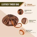 Texas Bushcraft Fire Starter Survival Kit - Ferro Rod Flint Fire Steel, Striker Tool | Cowhide Leather Tinder Bag | Emergency Paracord Bracelet Camping Gear (Burnt Orange, L)