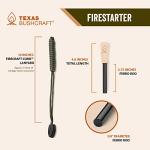 Texas Bushcraft Fire Starter Survival Kit - Ferro Rod Flint Fire Steel, Striker Tool | Cowhide Leather Tinder Bag | Emergency Paracord Bracelet Camping Gear (Burnt Orange, L)