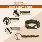 Texas Bushcraft Fire Starter Survival Kit - Ferro Rod Flint Fire Steel, Striker Tool | Cowhide Leather Tinder Bag | Emergency Paracord Bracelet Camping Gear (Burnt Orange, L)
