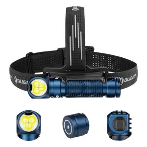 OLIGHT Perun 3 Rechargeable Headlamp Flashlight, 3000 Lumens LED Headlight with Red Light, Waterproof Head Lamp with Headband for Outdoor Camping, Hiking, Working (Midnight Blue)