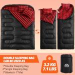 Swtmerry Double Sleeping Bag for Adults with 2 Pillows, Big & Tall Queen Size XL Sleeping Bag for 2 Person, Waterproof & Lightweight Warm for 3 Seasons, Cold Weather,Camping, Hiking & Backpacking