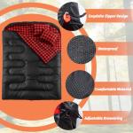 Swtmerry Double Sleeping Bag for Adults with 2 Pillows, Big & Tall Queen Size XL Sleeping Bag for 2 Person, Waterproof & Lightweight Warm for 3 Seasons, Cold Weather,Camping, Hiking & Backpacking