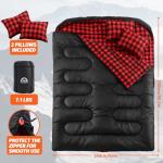 Swtmerry Double Sleeping Bag for Adults with 2 Pillows, Big & Tall Queen Size XL Sleeping Bag for 2 Person, Waterproof & Lightweight Warm for 3 Seasons, Cold Weather,Camping, Hiking & Backpacking