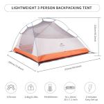 Naturehike Cloud Up 3 Person Backpacking Tent with Footprint - 3 Season Free Standing Lightweight 3 Person Camping Tent | with Footprint, Free Standing, Dome, Camping, Hiking, Waterproof