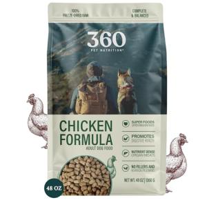 360 Pet Nutrition Freeze-Dried Raw Dog Food – Chicken Recipe with Liver & Organs, High Protein, Omega-3s, Fruits, Veggies & Superfoods, Grain-Free, No Fillers, 3 lb – Made in USA
