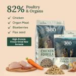 360 Pet Nutrition Freeze-Dried Raw Dog Food – Chicken Recipe with Liver & Organs, High Protein, Omega-3s, Fruits, Veggies & Superfoods, Grain-Free, No Fillers, 3 lb – Made in USA