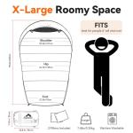 MEREZA Mummy Double Sleeping Bag for Adults with Pillow Cold Weather 0 Degree 2 Person Sleeping Bag for Couples Family Camping