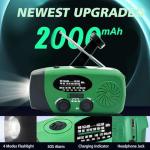 Emergency Hand Crank Radio with LED Flashlight for Emergency, AM/FM NOAA Portable Weather Radio with 2000mAh Phone Charger, USB Charged & Solar Power for Camping, Emergency (Army Green)