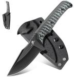 Purple Dragon Fixed Blade Knife - Full Tang Hunting Knife Forged from a Single Piece of D2 Steel - Camping Knives with G10 Handle and Kydex Sheath - Outdoor Gift for Men - Gray