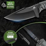 Purple Dragon Fixed Blade Knife - Full Tang Hunting Knife Forged from a Single Piece of D2 Steel - Camping Knives with G10 Handle and Kydex Sheath - Outdoor Gift for Men - Gray