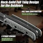 Purple Dragon Fixed Blade Knife - Full Tang Hunting Knife Forged from a Single Piece of D2 Steel - Camping Knives with G10 Handle and Kydex Sheath - Outdoor Gift for Men - Gray