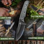 Purple Dragon Fixed Blade Knife - Full Tang Hunting Knife Forged from a Single Piece of D2 Steel - Camping Knives with G10 Handle and Kydex Sheath - Outdoor Gift for Men - Gray