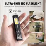 RECHOO Flat EDC Flashlight Rechargeable, 8-Mode Slim Pocket Flashlight with Magnetic Base & Clip, Lightweight Mini Rechargeable Flashlights for Everyday Carry, Working, Camping, Car Repair & Emergency