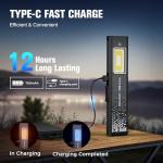 RECHOO Flat EDC Flashlight Rechargeable, 8-Mode Slim Pocket Flashlight with Magnetic Base & Clip, Lightweight Mini Rechargeable Flashlights for Everyday Carry, Working, Camping, Car Repair & Emergency