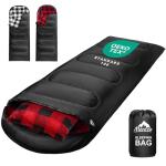 MEREZA Flannel Sleeping Bag for Adults Mens with Pillow, XL Cold Weather Sleeping Bag for 30 Degree 4 Season Camping Large Big and Tall Sleeping Bags with Compression Sack
