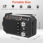 Hand Crank Emergency Weather Radio with 2600mAh/9620mWh Power Bank, NOAA AM FM Shortwave Portable Radio, Solar & USB-C Charging, Flashlight, SOS Alarm for Emergency Kits (Black)
