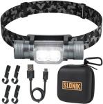 SLONIK Rechargeable Headlamp for Adults - 1000 Lumens Bright 60 ft Beam LED Flashlight - Lightweight, Heavy-Duty, IPX4, Waterproof Hard Hat Light - Camping Gear- Head Lights for Forehead, Camo