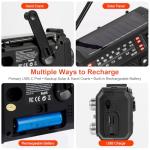 Hand Crank Emergency Weather Radio with 2600mAh/9620mWh Power Bank, NOAA AM FM Shortwave Portable Radio, Solar & USB-C Charging, Flashlight, SOS Alarm for Emergency Kits (Black)